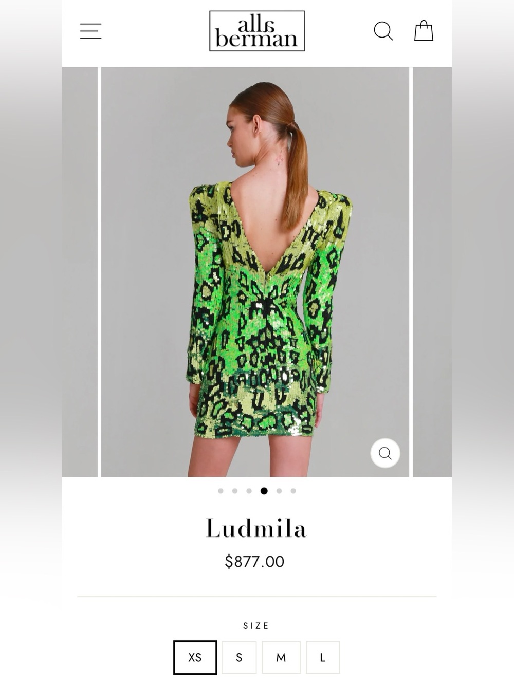 Ludmila Green Sequined V-Back Mini Dress